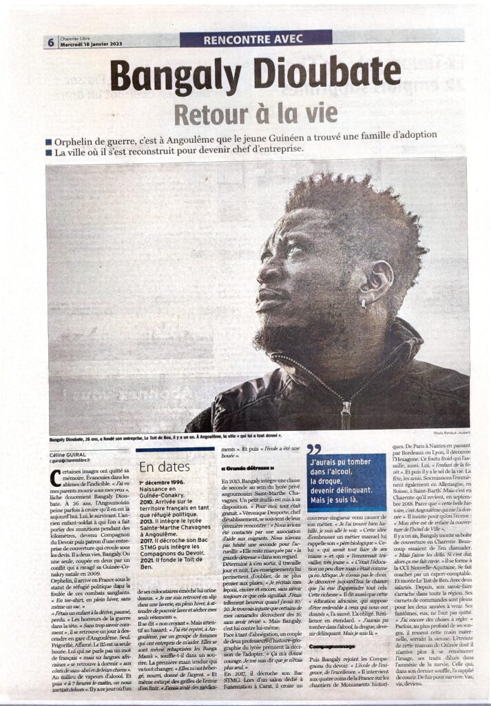 Article La Charente Libre du 18/01/23