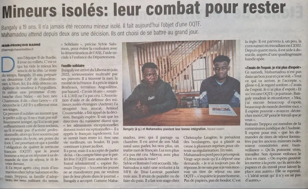 Article de La Charente libre du 19 mars 26